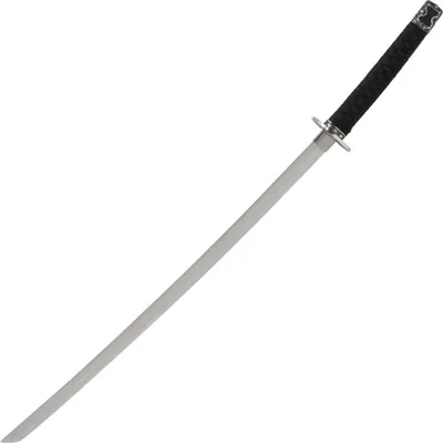 Produktbild von Schwert Katana mit schwarzer Scheide und Beimesser Kozuga und Kogai