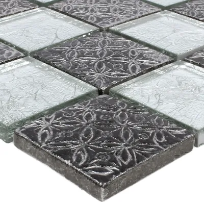 Produktbild von Mosaikfliesen Glas Naturstein Friesia Silber