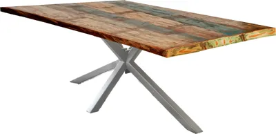 Produktbild von SIT Möbel Esstisch aus Altholz in bunt, Gestell in antiksilber | B 220 x T 100 x H 76 cm | 15364-40 | Serie TABLES & CO