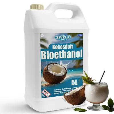 Zdjęcie produktu dla Bioetanol 96,6%, 5 litrów, o zapachu kokosowym