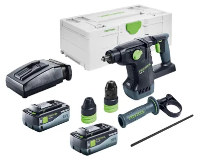 Zdjęcie produktu dla Festool KHC 18 Basic akumulatorowy młot udarowo-obrotowy 18 V 2,6 J Plus bezszczotkowy + 2x akumulator 8,0 Ah + ładowarka + ładowarka sieciowa