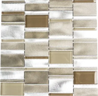 Produktbild von Aluminiummosaik silber beige braun Glänzend 30,1x30,1 cm