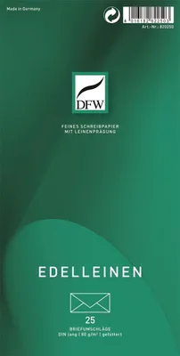 Produktbild von DFW 820250 Briefumschlag Edelleinen - DIN lang, gefüttert, 80 g/am, 25 Stück
