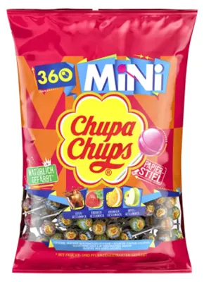 Zdjęcie produktu dla Chupa Chups Mini Lollipops 4 smaki lizaków w torebce uzupełniającej 2160g