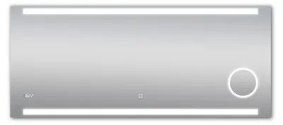 Produktbild von LED Badspiegel 140x60cm, Touchschalter, Kosmetikspiegel, Digitaluhr, IP24