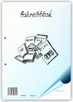 Produktbild von Schreibblock A4 Lineatur 2 - 50 Blatt - 80g/qm - 2-fach gelocht