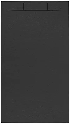 Produktbild von Fusion Rechteckige Duschwanne Duschtasse rutschfest Gussmarmor 90 x 160 cm extra flach, schwarz