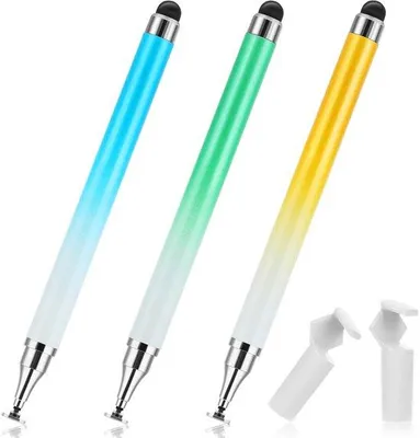 Image de Stylet tactile en silicone pour smartphones/tablettes - 2 en 1 - Universel - Lot de 3