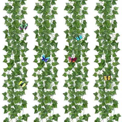 Immagine prodotto di Ghirlanda artificiale di edera, 16 pezzi, più 4 rampicanti di pothos, 48 metri, resistente ai raggi UV, ideale per decorazioni