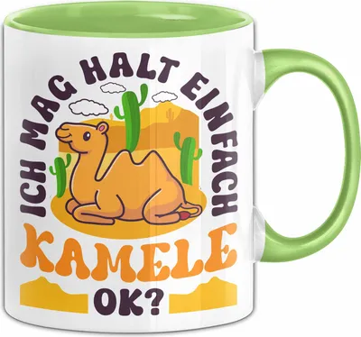 Produktbild von Kamel-Liebhaber Tasse Geschenk Ich Mag Halt Einfach Kamele Ok Geschenkidee Geburtstag Kaffee-Becher (Grün)