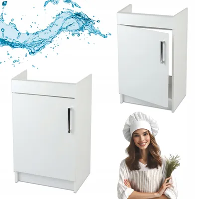 Image de Stamar | Armoire de cuisine - Debout - Blanc - 50 x 40 x 83 cm - pour évier - Montage facile