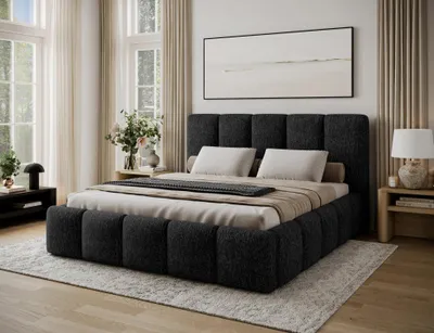 Obrázek produktu pro Manželská čalouněná postel 140x200 DOLVERO 3 - černá