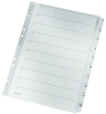 Produktbild von Leitz Register 43240000 DIN A4 1-10 volle Höhe 160g Karton grau