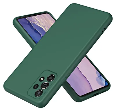 A green phone case is shown diagonally, with another phone partially visible underneath.