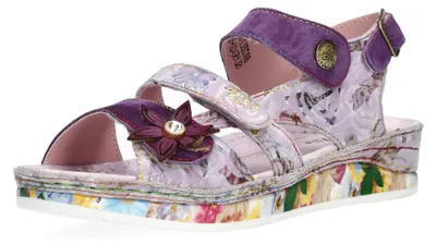 Produktbild von Laura Vita Damen Sandale DREI Riemen aus Leder mit Blumenmuster Brcuelo 06, Größ