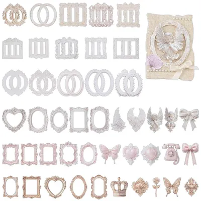 Produktbild von Scrapbook Papier und Rahmen Aufkleber - 60-teiliges Set mit Vintage-Motiven - für Journaling und Bastelarbeiten - Mehrfarbig