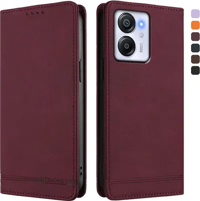 Produktbild von Hülle für Blackview Color 8 / Oscal Modern 8, Retro Kunstleder Ständer Klapphülle mit Kartenfächer und Magnetische Rot