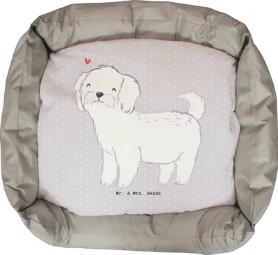 Produktbild von Mr. & Mrs. Panda Hundekorb Malteser Lebensretter - Grau Pastell - Geschenk, Muttertag, Hund, Valentinstag, Welpen, Geburtstag, Ostern