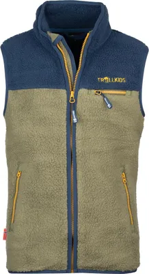 Produktbild von Trollkids Kinder Hemsedal Fleeceweste moss/mystic blue/golden yellow 176