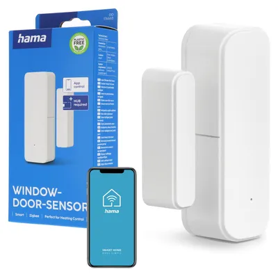 Produktbild von Hama 00176663, Tür- & Fensterstatus, Kabellos, ZigBee, Weiß, Akku, AAA