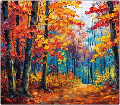 Produktbild von Spritzschutz Herdabdeckplatte Schneidebrett aus Glas Herbstwald Pfad 1-Teilig (60x52cm)