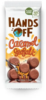 Image de Praliné Hands Off Caramel Sel Marin Noisettes 100g – Chocolat fin fourré au caramel et aux noisettes