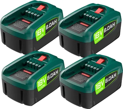 Obrázek produktu pro Náhradní baterie, 8000 mAh, kompatibilní s elektrickým nářadím, 4 baterie 8000 mAh, 18V