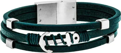 Produktbild von Karisma Männer Lederarmband 316 L Edelstahl Anker Maritim Farbwahl Länge 21cm - Schwarz