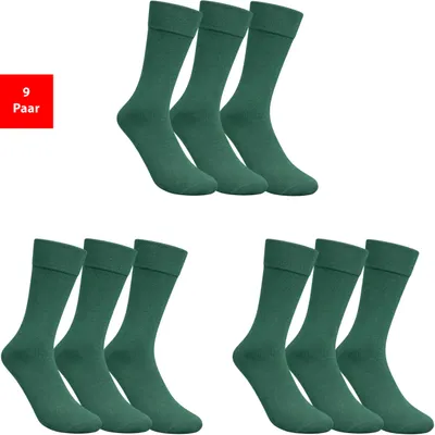 Produktbild von Diabetikersocken Damen & Herren Gesundheitssocken ohne Gummibund & Naht weich druckfrei - Grün 47-50 9 Paar
