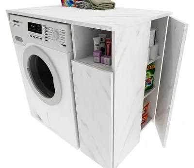 Image de raumhirsch : Armoire de rangement pour machine à laver, meuble haut avec étagères - adapté pour machine à laver et sèche-linge