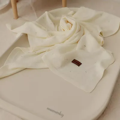 Produktbild von Muminky | Babydecke Wolle - 75x100 cm - Creme - Atmungsaktiv, Thermoregulierend, Hypoallergen