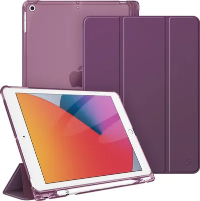 Produktbild von Fintie Hülle für iPad 9. Generation 2021/8. Gen 2020/7. Gen 2019 10.2 Zoll mit Stifthalter, ultradünne leichte Schutzhülle mit transparenter Rückseite und Auto Schlaf/Wach Funktion, Lila