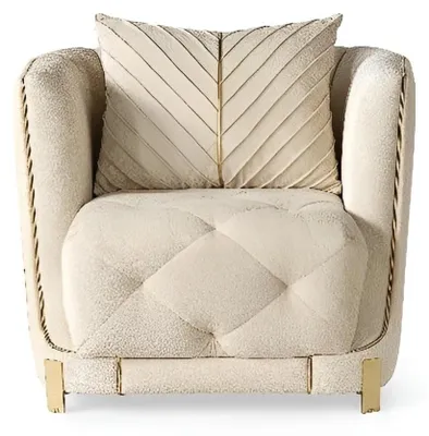 Produktbild von Beige Sofagarnitur für das Wohnzimmer stilvolles 3-Sitzer-Sofa weicher Sessel