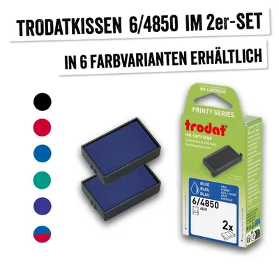 Obrázok produktu pre Trodat 6/4850, Atramentová náplň, Modrá, Trodat, 4850, 4850/L, Čierna, 19 mm