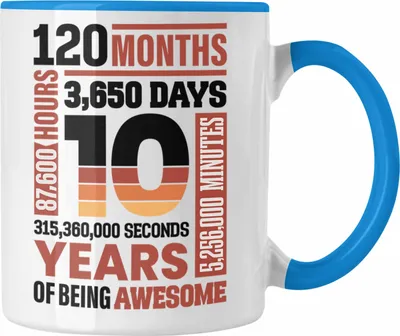Produktbild von Trendation - 10. Geburtstag Tasse Geschenk Mädchen Jungs 10 Jahre Alt Geburtstagsgeschenk Idee (Blau)