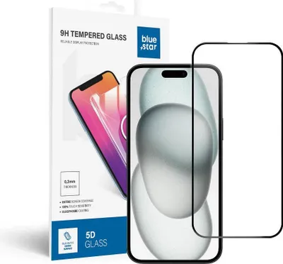Immagine prodotto di Vetro blindato Blue Star 5D - APPLE IPHONE 15 Plus/16 Plus (colla completa) nero