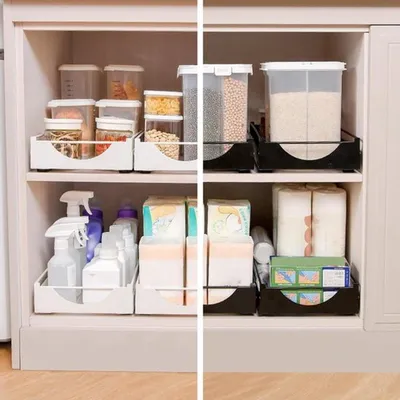 Erweiterbarer Schrankorganizer mit 16 x 9 x 3,6 Inch, ideal für Küche, Vorratsraum und Wohnzimmer, multifunktionale