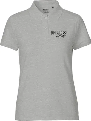 Produktbild von Huuraa Damen Polo Shirt Lüneburg verliebt L Sport Grey Bio Baumwolle Fairtrade Poloshirt Geschenkidee