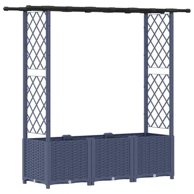 Obrázok produktu pre VidaXL Vyvýšený záhon s mriežkou na popínavé rastliny a strechou, sivý, 162,5 x 40 x 136 cm, PP