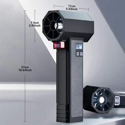 Image de Ventilateur turbo-jet portable - Débit d'air de 1600 G - Batterie de 4000 mA - Éclairage LED