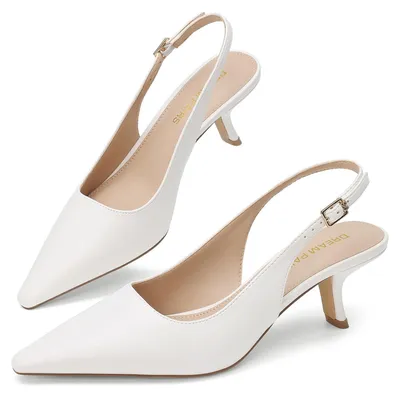 Produktbild von DREAM PAIRS Slingback Kitten Heels Pumps,Size 41.5,Weiss – Größe 41.5 EU