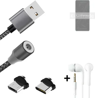 Produktbild von K-S-Trade® Hochwertiges Magnet-Lade-kabel Sync-Kabel Daten-Kabel + Kopfhörer kompatibel mit ZTE Blade V40 Vita mit USB-Typ-C-Anschluss und