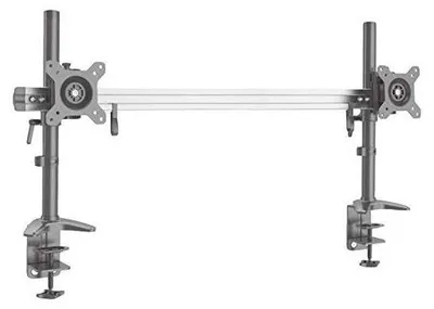 Produktbild von HFTEK MP220C-XN - Elegante Zweifache Monitorhalterung für Tisch, Optimiert für Bildschirme bis 27 Zoll und 5 kg, Flexibel und Raumoptimierend