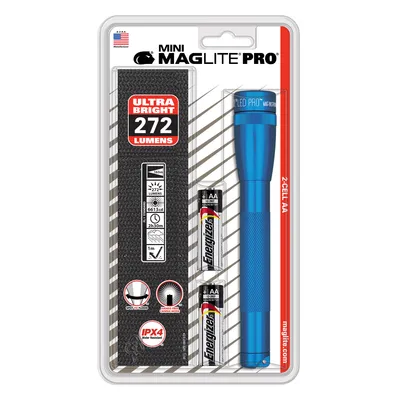 Produktbild von Mag-Lite SP2P11HL Mini Pro LED Taschenlampe in Blau inkl. 2 AA Batterien & Nylonholster