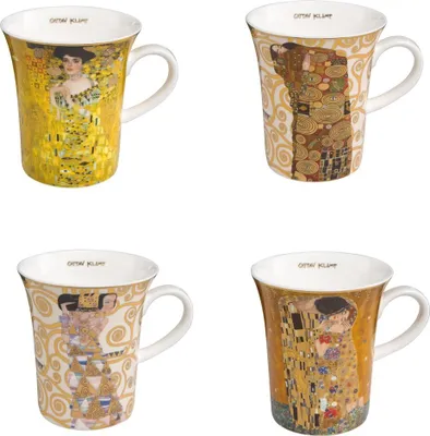 Produktbild von 4er Set Gustav Klimt Becher, Tassen ALLE MOTIVE H. 11cm 400ml Goebel Porzellan