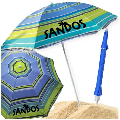 Zdjęcie produktu dla Parasol plażowy ogrodowy przeciwsłoneczny w paski z filtrem uv łamany