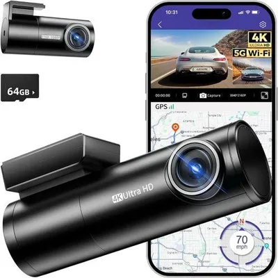 Immagine prodotto di Set doppia telecamera per auto - Telecamera per auto Full HD - Obiettivo grandangolare - Visione notturna - Sensore di movimento - Modalità parcheggio - Registrazione in loop