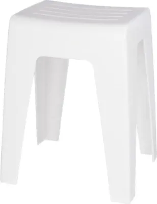 Produktbild von Moderner Badhocker - Hochwertiger Kunststoffhocker - Belastbar bis 120 kg - Ideal für Badezimmer und Gäste-WC - 38 x 47 x 32 cm - Weiß. Hocker