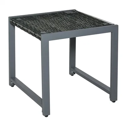 Produktbild von Gartentisch Beistelltisch Polyrattan – Polyrattan + Hartglas + Aluminium, 50×49