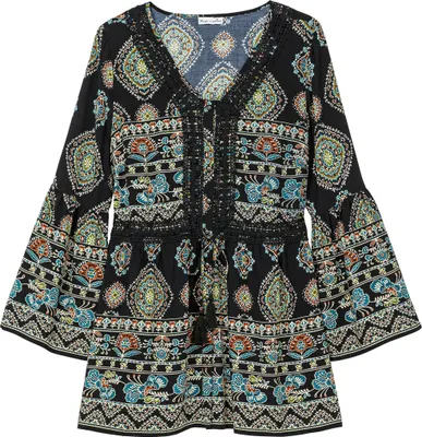 Produktbild von sheego by Joe Browns Damen Große Größen Longbluse im Ethno-Stil, mit Crochet-Spitze Citywear feminin Spitze